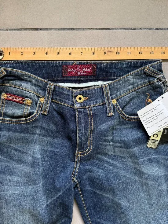 Baby Phat Y2K Jeans Size 1 Dark Wash Low Rise Cat Logo NWT - Picture 11 of 16